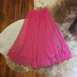 Hot pink chiffon maxi skirt